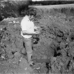 Wanborough Late Dr J L Gower inspecting site damage courtesy Marion Gower